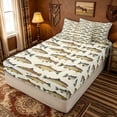 thumbnail image 2 of meiyoeat Watercolor Spotted Fish Zipper Comforter Set with Fitted Sheet and 2 Pillowcases for Men, Natural Lake Outdoor Fishing Zipper Bedding Set, Brown Green, Reversible, 3-Piece, 2 of 6