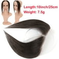 thumbnail image 2 of HAIRRO 0.75"*6.25" Lace Front Hairline Hairpiece 100% Human Hair Extension Hairline Loss Straight Tape in Human Hair Frontal Hair Toppers Replacement Toupee 10 Inch Middle Parting Hair Style, 2 of 7