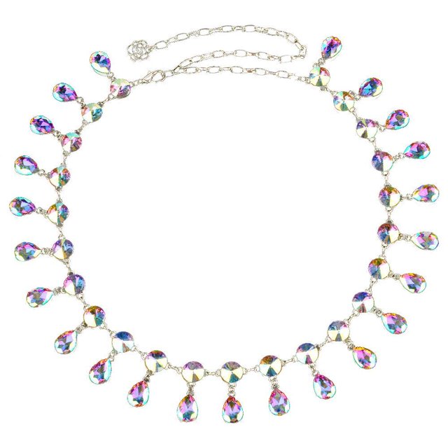 Chic mujeres cristal Rhinestone Metal cadera cintura vientre cadena cinturón Multicolor Zulema Las mujeres correa de cadena