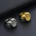 thumbnail image 2 of Vintage Catholic Virgin Mary Cross 14K Yellow Gold Ring gold silver color Religious Style Men's Ring Prayer Jewelry Gift, 2 of 8