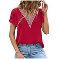 thumbnail image 2 of Women Summer Blouses Casual Women's Short Sleeve Tops Boho Womens Tops Trendy Casual Solid Color Shirts for Women Oversized Tshirts for Women, 2 of 4