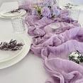 thumbnail image 2 of XmhyTop Table Runner Cheesecloth Tablecloth for Romantic Wedding Rustic Boho Style Natural Elegant Gauze Decor 35*118inch（Purple）, 2 of 2