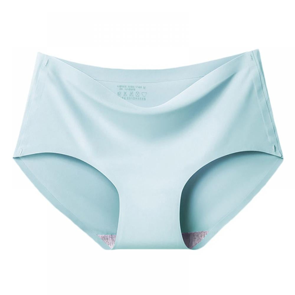 Solid One-piece Ice Silk Briefs Seamless Sexy Mid-waist Panties  Antibacterial Cotton Crotch Underpants 