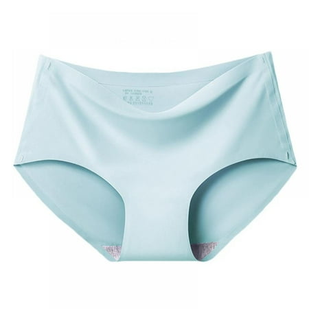 

Solid One-piece Ice Silk Briefs Seamless Sexy Mid-waist Panties Antibacterial Cotton Crotch Underpants