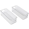 thumbnail image 1 of 2 Pcs Refrigerator Organizer Bins, Clear Stackable Plastic Food Storage Rack with Handles for Pantry, 1 of 5