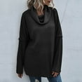 thumbnail image 4 of XFLWAM Women's Long Sleeve Cowl Neck Sweater Pullover Turtleneck Casual Loose Tunic Tops Black M, 4 of 8