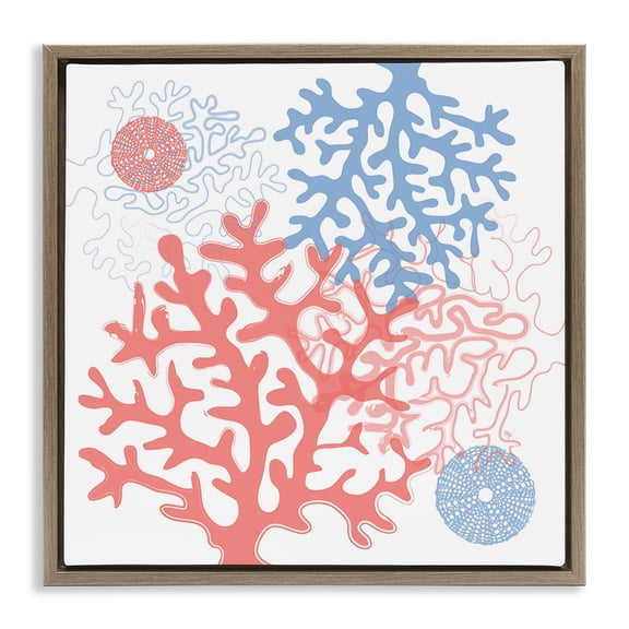 Stupell Industries Modern Abstract Coral & Urchins Brown Floating Frame Canvas Art, 18 x 18, by Martina Pavlova