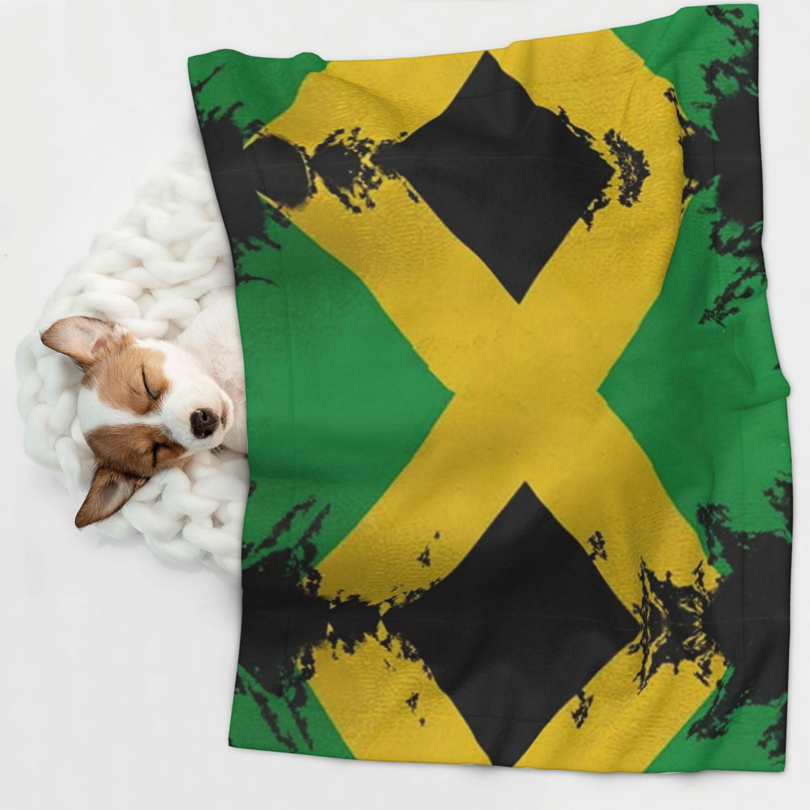 Jamaica Flag Jamaican Dog Blanket Soft Warm Flannel Cat Blanket Great Pet Throw for Cats Puppy Small Medium Large Dog
