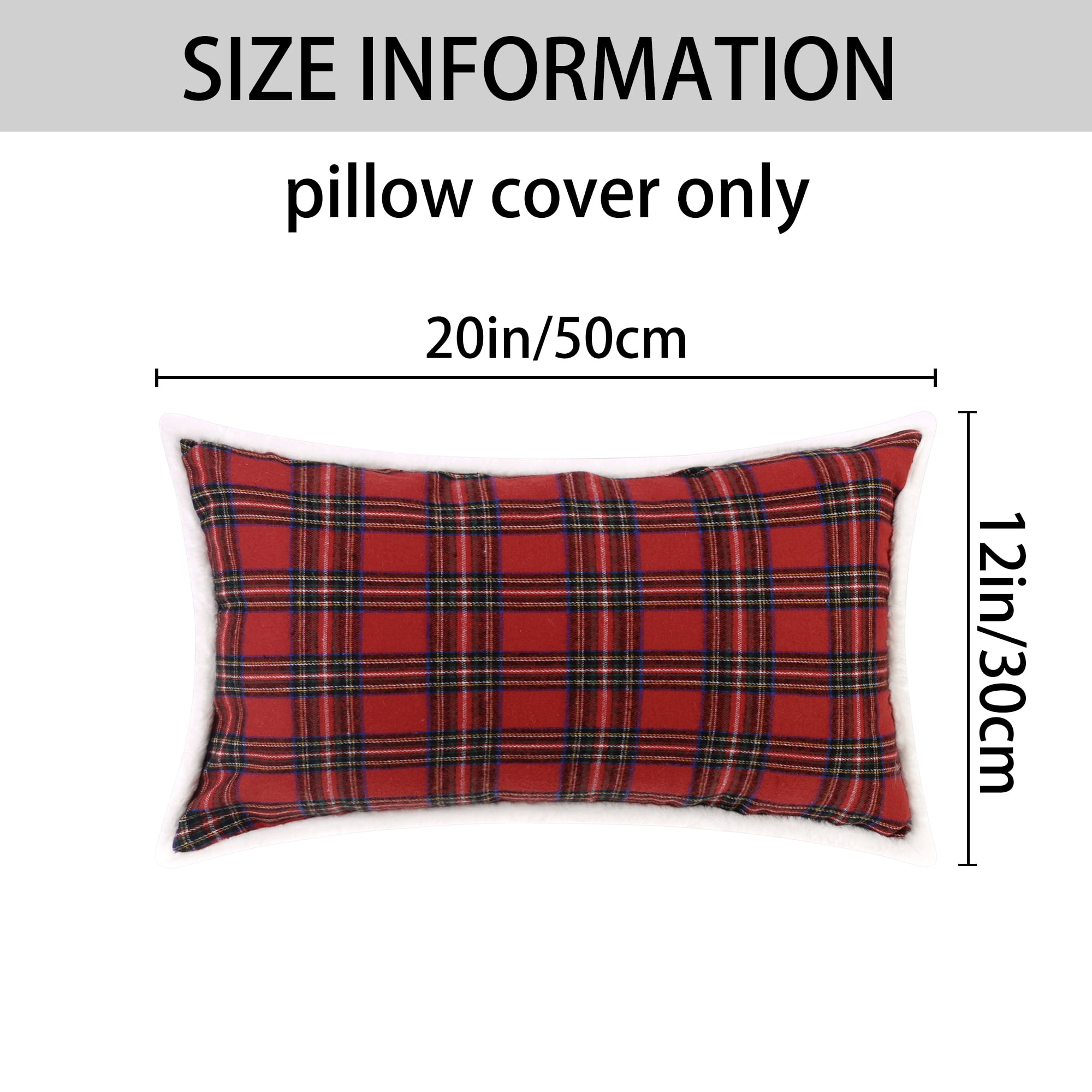 Unique Bargains 2 Pack Plaid Pillow Covers Double-Sided Checked Decorative Pillow Covers Red 12" x 20"