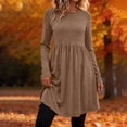 thumbnail image 2 of Ashirexll Casual Dresses for Women Winter Casual Pullover Long Sleeve Round Neck Solid Color Dress with Pockets, 2 of 7