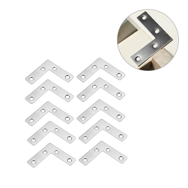 Kenally 10 Uds. Placa plana en forma de L para mesa, silla, soporte de esquina, soporte de acero inoxidable, Hardware de refuerzo para muebles, 50x50mm Herramientas y ferretería Kenally TO000077-00