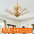 thumbnail image 5 of Gold Crystal Chandelier, Farmhouse 7-Light Large Branch Pendant Light, 2-Tier Vintage Flower Ceiling Hanging Chandelier for Dining Room, Living Room, Kitchen, Hallway, 5 of 10