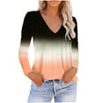 thumbnail image 1 of PVCS Blouse Décontractée à Manches Longues Col en V Imprimé Teinture sur Nœuds pour Femmes, 1 of 5