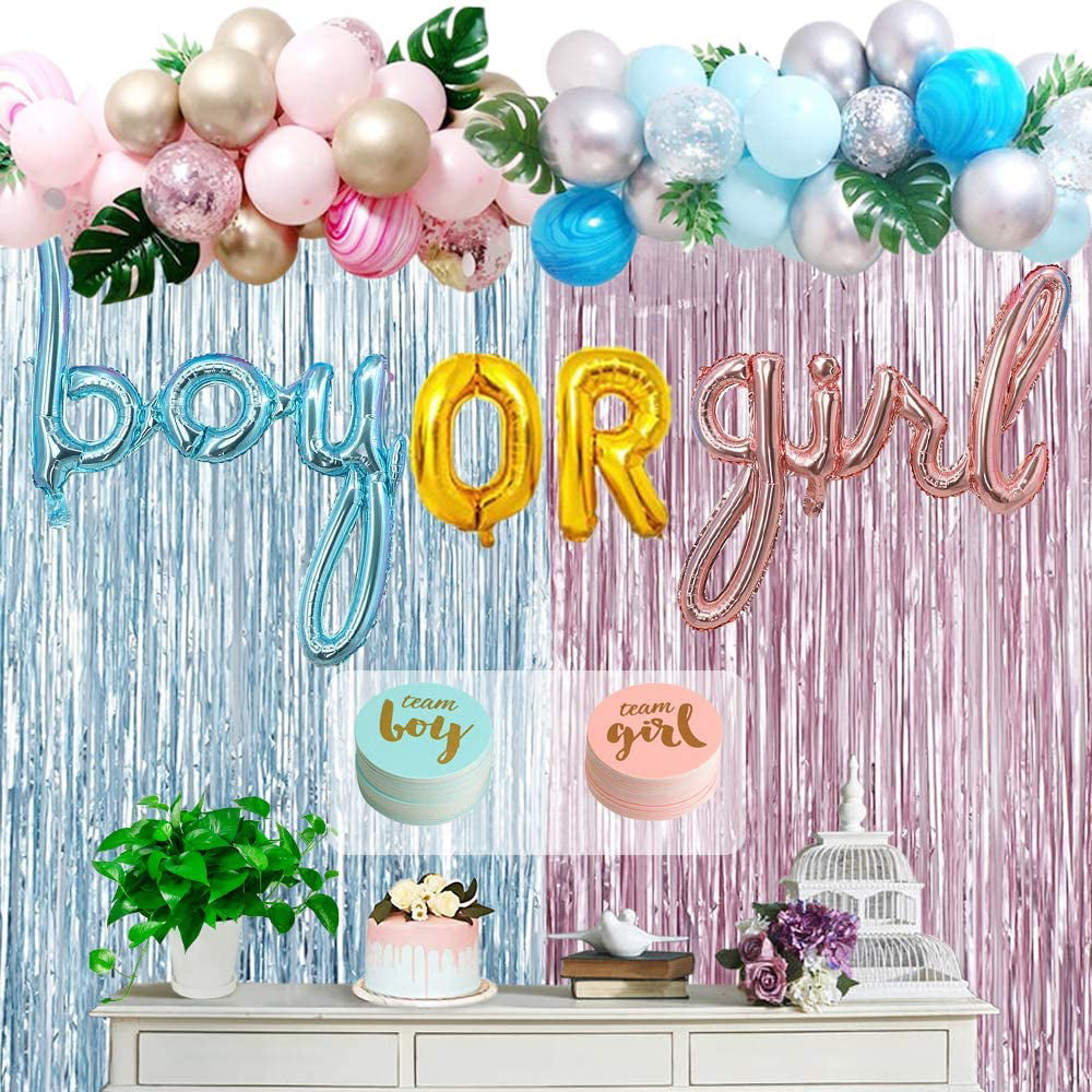 Gender Reveal Decorations,Gender Reveal Party Supplies,He or She Reveal Backdrop Sign Baby Shower Party Supplies 