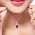 thumbnail image 7 of Meitianfacai Mothers Day Gifts Necklaces For Women Drop-shaped Amethyst Purple Pendant Silver Necklace Clavicle Chain Women, 7 of 7