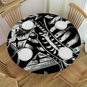 PIKWEEK Funny Pirate Skull Round Fitted Tablecloth Elastic Edge Waterproof Oil-Proof Table Cover Stain-Resistant Table Cloth Fits Round Tables