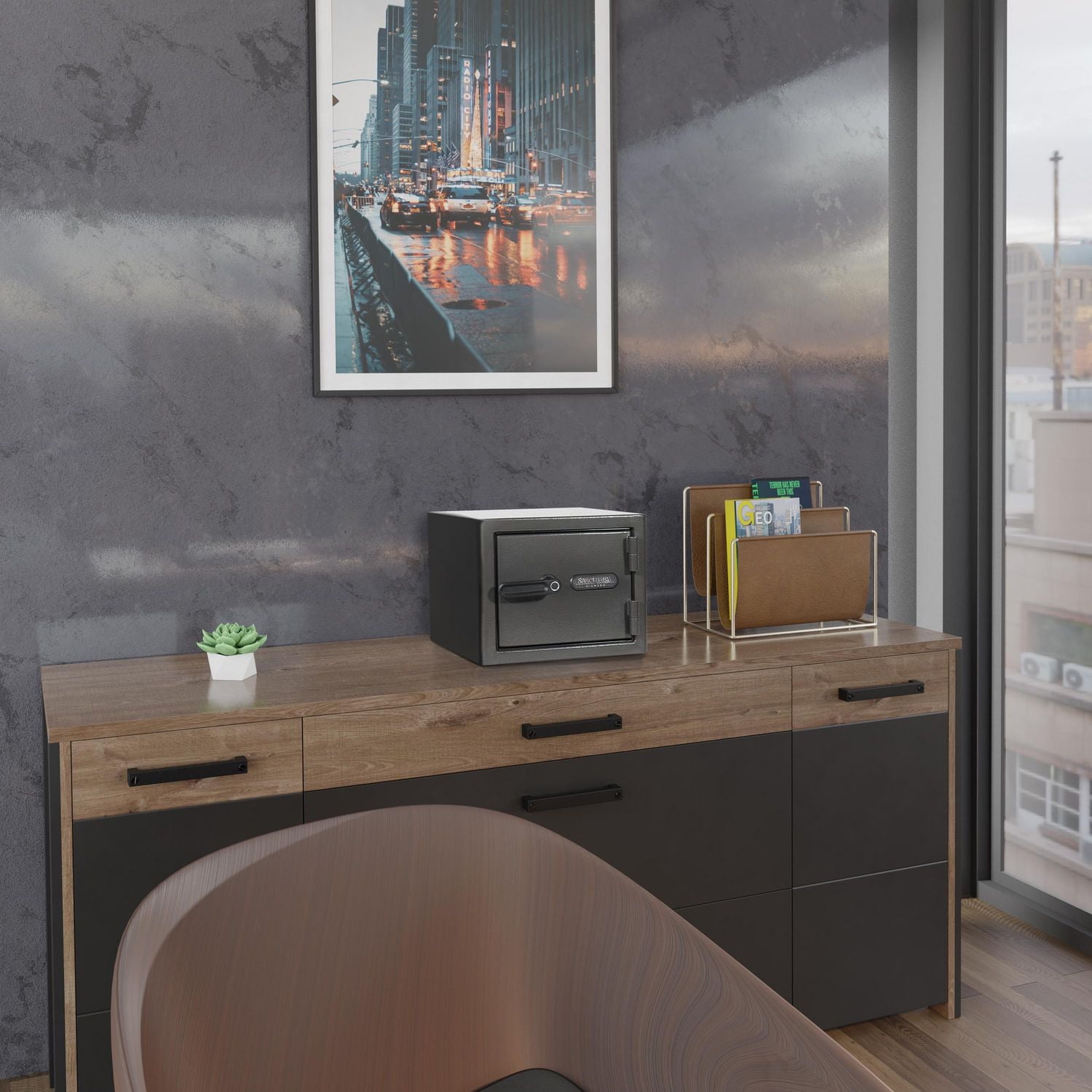 Sports Afield Diamond Series: 11.5" Tall Home Safe & Office Safe With Biometric Lock & Triple Seal Protection [0.75 Cu. Ft.] - SA-DIA1-BIO