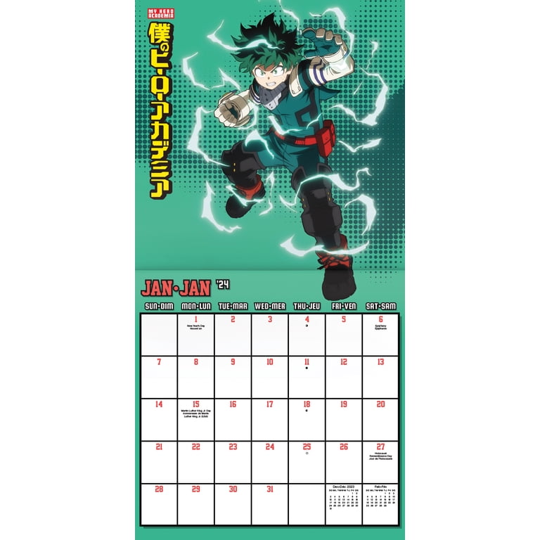 Trends International 2024 My Hero Academia Wall Calendar & Push