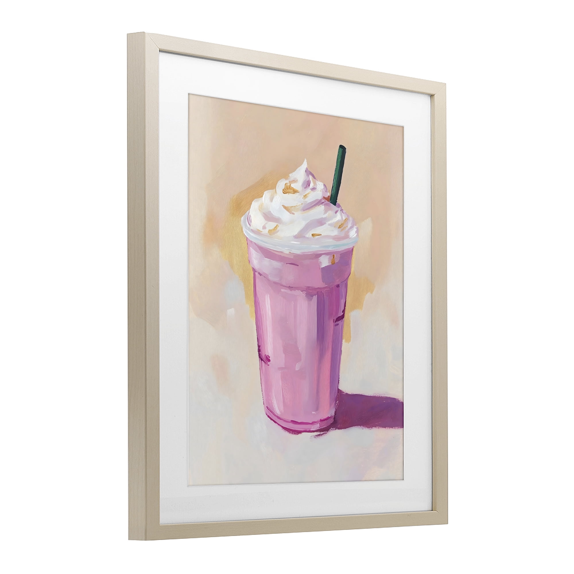 Stupell Industries Pink Strawberry Shake Birch Framed Print Under Glass, design by The Prints Vibe