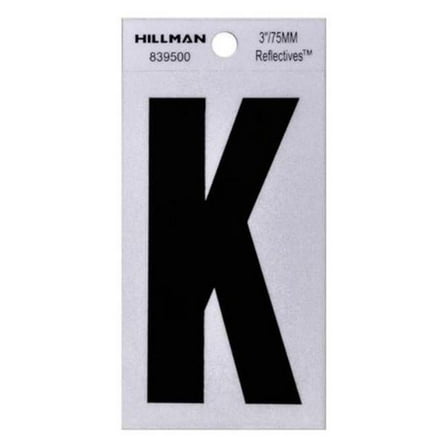 Hillman Fasteners  3 in. Thin Adhesive Letter K, Black - Pack of 6