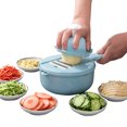 thumbnail image 2 of Upgraded 8-Piece Blue Kitchen Multi-Functional Slicer: Compact Vegetable Cutter for Potato Strips, Shreds, Chips & Flower Shapes – Efficient Meal Prep Tool for Home, Family Dinners & Large Events,, 2 of 6