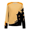 thumbnail image 3 of Suéter de manga larga suelto fino de moda con estampado de Halloween de cuello redondo de primavera y otoño para mujer Pompotops  FGAJ5866, 3 of 4