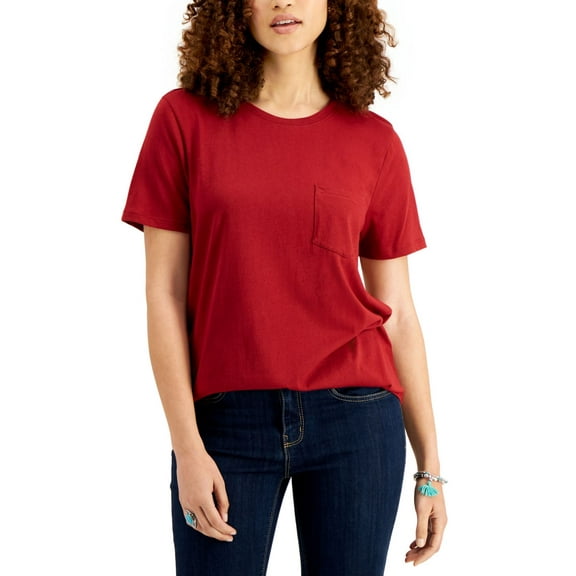 Style & Co Womens Cotton Pocket T-Shirt