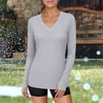 thumbnail image 4 of Chandails à Manches Longues pour Femmes, Chandails de Protection Solaire pour la Randonnée, le Camping et l'Entraînement, Col en V, Chandails Amples, Hauts, 4 of 6
