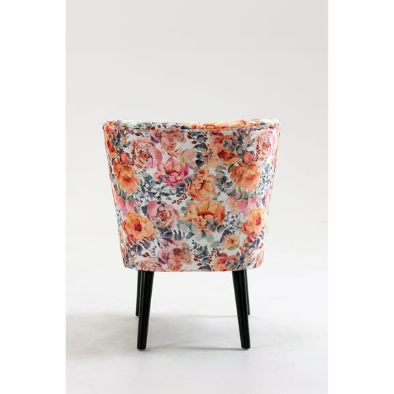 Armless Curved Back Accent Chair Side Chair Floral Floral