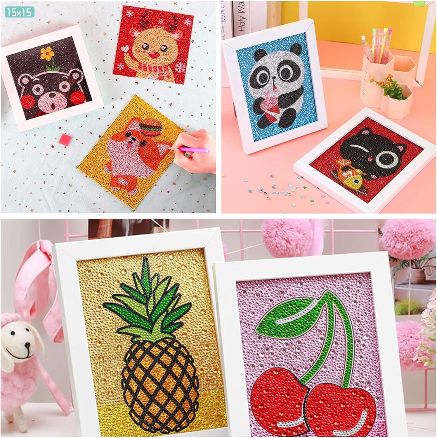 Plastic 1 Set Diamond Picture Kit Diamond Painting Tool Accessories with Tweezers Label Paster Tray Plate for Diamond Painting Work Plastic