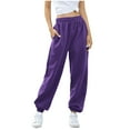 thumbnail image 5 of LEBONYARD Pants for Women Flowy Drawstring Waist Wide Leg,Womens Trousers High Waisted,Women's Fashion Casual Solid Elastic Waist Trousers Long Straight Pants Purple S, 5 of 7
