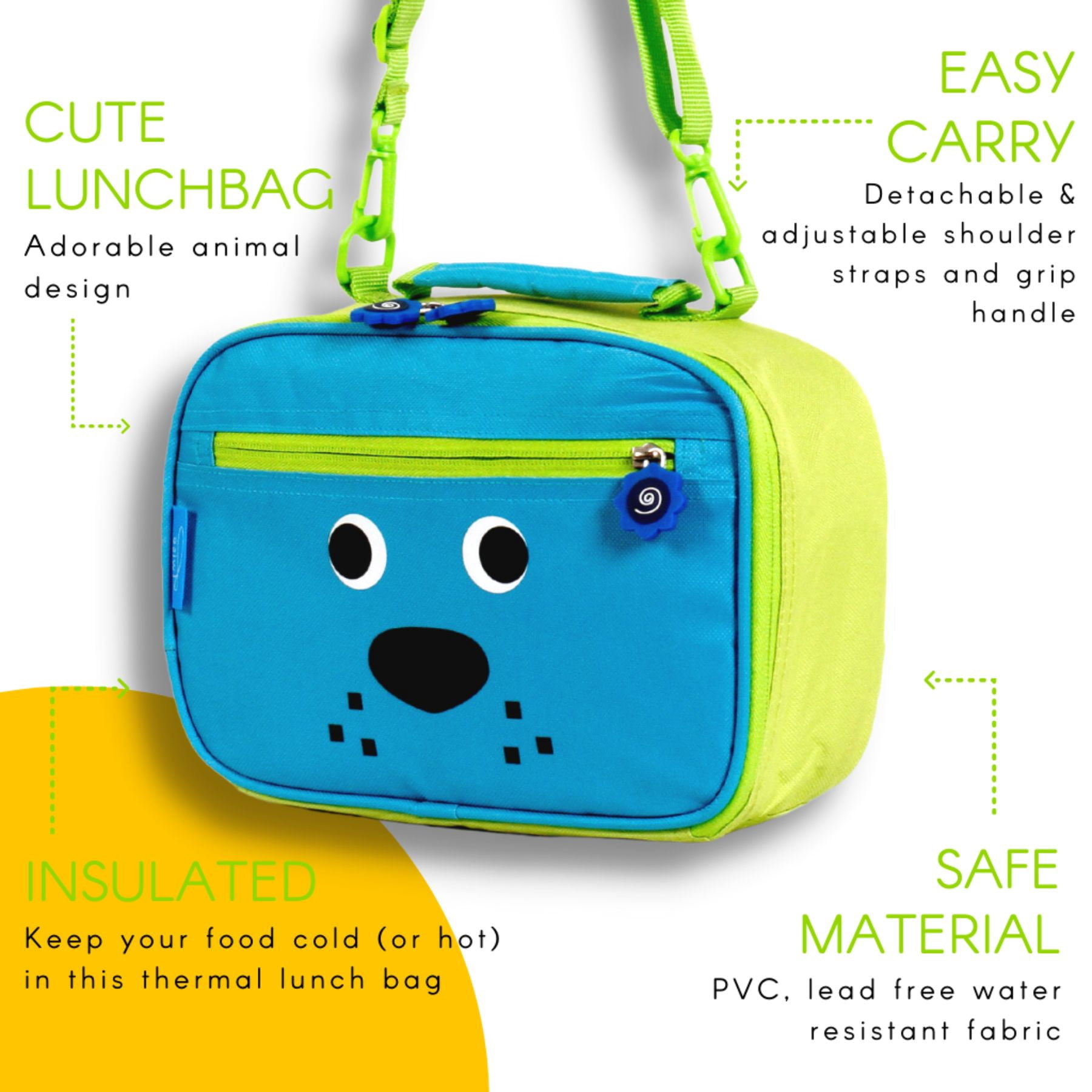 Twise Side-kick Insulated Lunch Bag for Preschool and Kindergarten, Pup