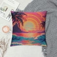 thumbnail image 2 of Autua Sunset Palm Trees Graphic Decorative Cushion Throw Pillow Cover Short Plush Summer Pillow Case 1PC 18x18in, 2 of 5