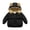 Black, variant on Zwiiyzr Kids Winter Jacket for Boys Girls Hooded Padded Jackets Cute Bear Solid Color Quilted Jacket Long Sleeve Cardigan Outwear Coat 12Months-6Years Beige