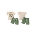 thumbnail image 2 of BemeyourBBs Kids Toddler Baby Boys Birthday Outfit 1 2 3 4 Years Old Birthday Clothes Short Sleeve Letters Print T-shirt with Elastic Waist Shorts Set Baby Boy Summer Hunting Outfit, 2 of 9