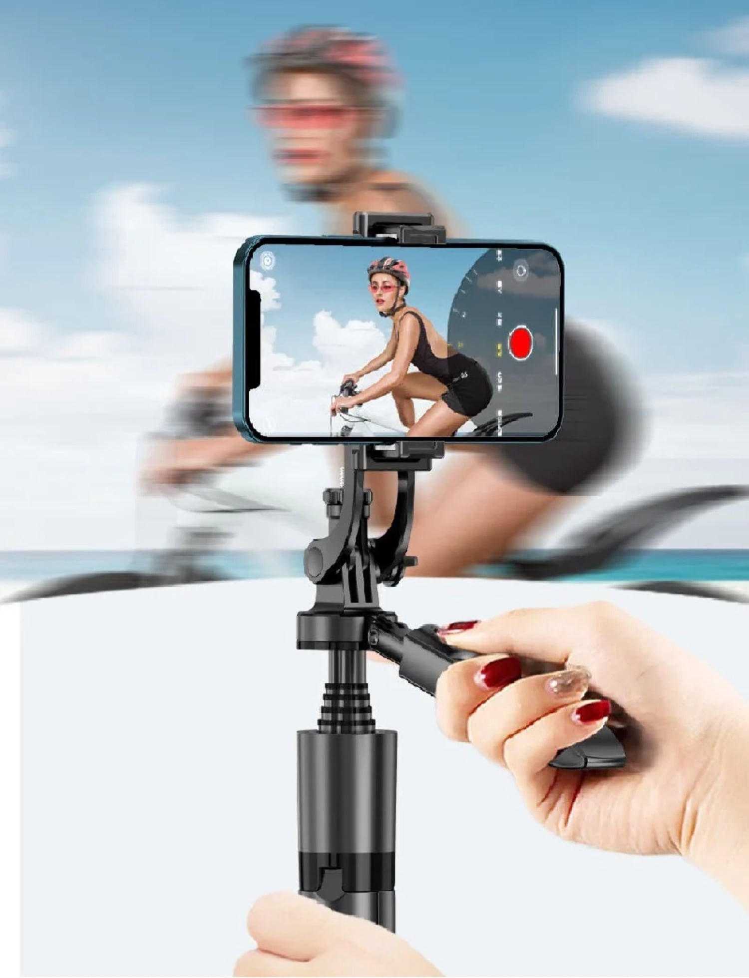 360 Auto Face Tracking Gimbal AI Smart Gimbal Face Tracking Auto Phone Holder for Smartphone Video Vlog Live Stabilizer Tripod… (White)