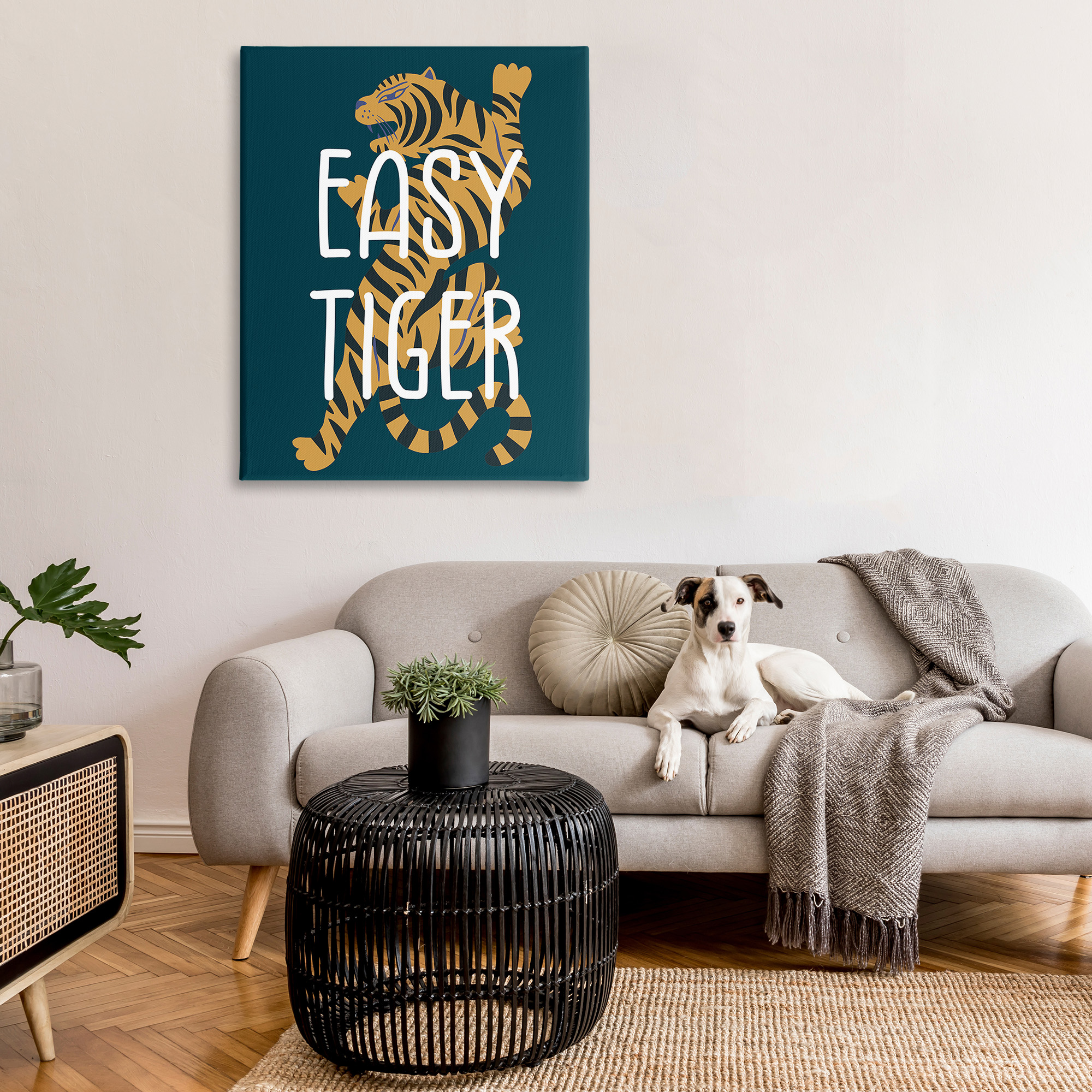 Stupell Industries Easy Tiger Phrase Animals & Insects Painting Gallery Wrapped Canvas Art Print Wall Art, 36 x 48