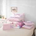thumbnail image 5 of Homewish Kawaii Pink Monogrammed Bedding Comforter Set 7 Pieces for Girls, Initial J Letter Full Bedding Set, Dreamy Butterfly Bowknot Reversible Fitted Sheet Flat Sheet, Breathable Home Decor, 5 of 7