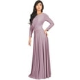 thumbnail image 5 of KOH KOH Long Sleeve Modest Fall Winter Elegant Evening Flowy Empire Waist Full Floor Length Cocktail Formal Tall Pleated Maxi Dress Gown Abaya For Women Dusty Pastel Pink XX-Large US 18-20 NT009, 5 of 7