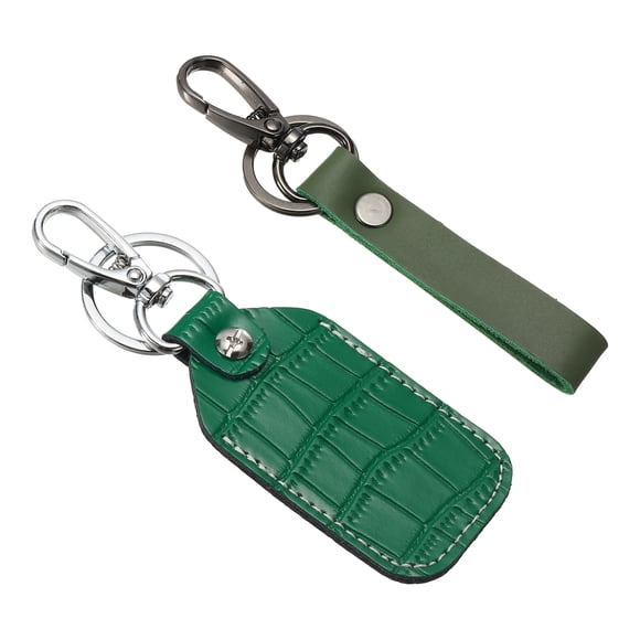 Uxcell Leather Key Fob Keys Cover RFID Keys Fob Protector with Clips Green