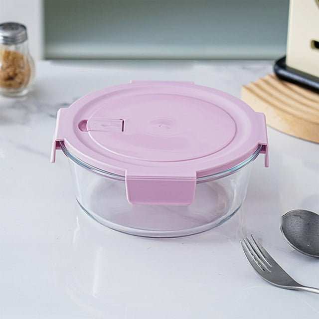 COM1950s Glass Bento Box, Microwave Safe Lunch Container for Students and Office Workers, Durable Glass Meal Prep Box with Leak-Proof Lid and Easy Clean Design