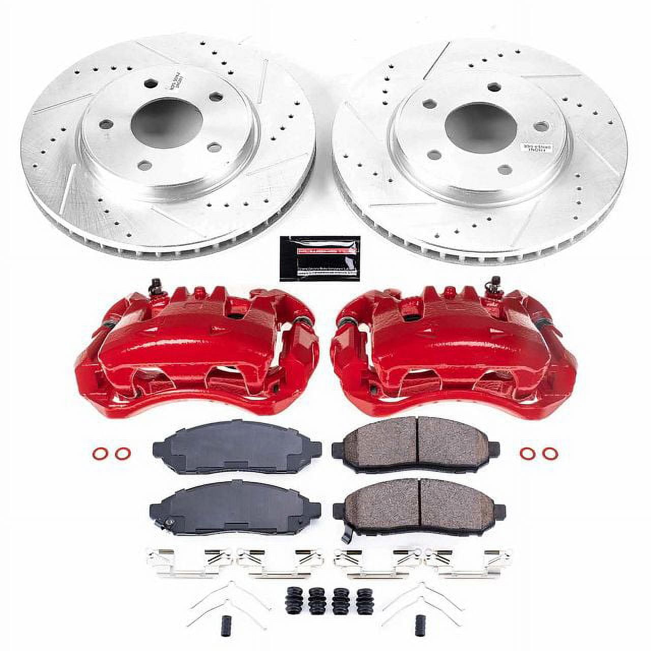 PowerStop Front Z23 Evolution Sport Brake Pad and Rotor Kit with Red Powder Coated Calipers Fits: CHEVROLET NISSAN Select Models KC6492