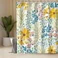thumbnail image 3 of Floral Shower Curtain, Yellow Floral Shower Curtain, Shower Curtain Set with 12 Hooks, Decorative Colorful Flowers Blue Leaves Bathroom Accessories, Machine Washable, 72" W X 72" H, 3 of 6