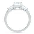 thumbnail image 5 of 2.0 ct Emerald Cut Genuine Cultured Diamond SI1-SI2 I-J 14K White Gold Three-Stone Promise Wedding Statement Engagement Designer Ring size 8.5, 5 of 6