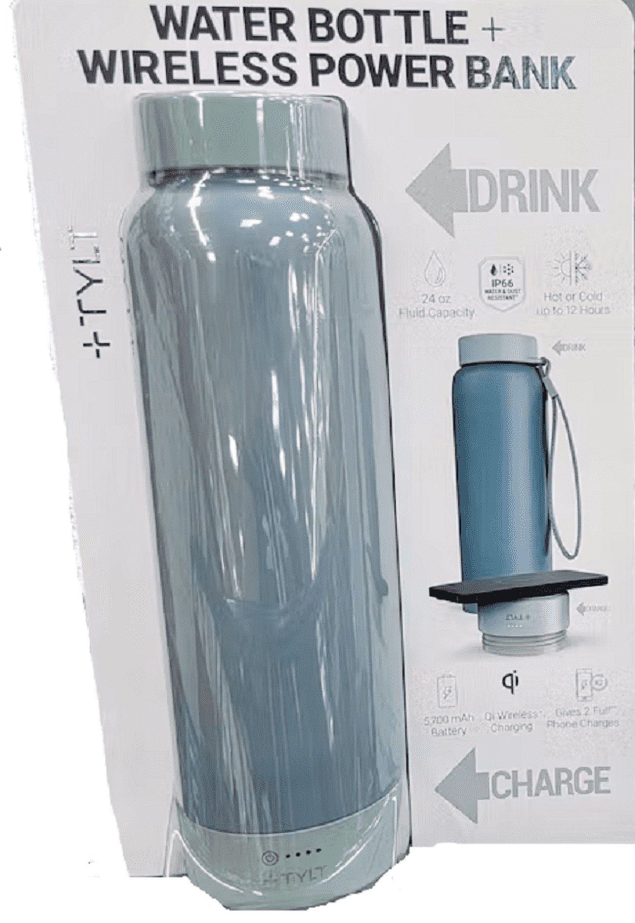 TYLT Power Bottle, Water Bottle with Portable Battery