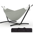 thumbnail image 1 of Hamac Double avec Support – Acier Robuste – Portable, Gain de Place – Polyester Coton, Capacité de 450 lb – Intérieur/extérieur – Sac de Transport Inclus, 1 of 6