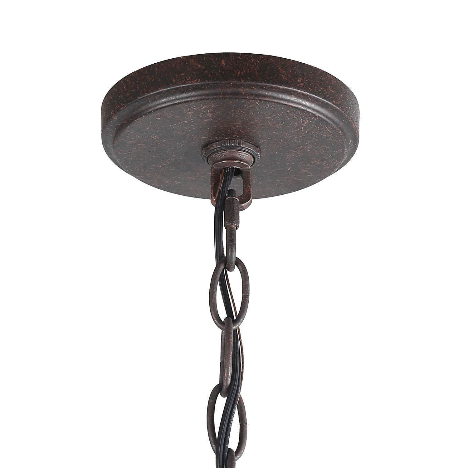 LNC Rustic 6-Light Chandelier Bronze Finish, LED Kitchen Island Light with Crystal
