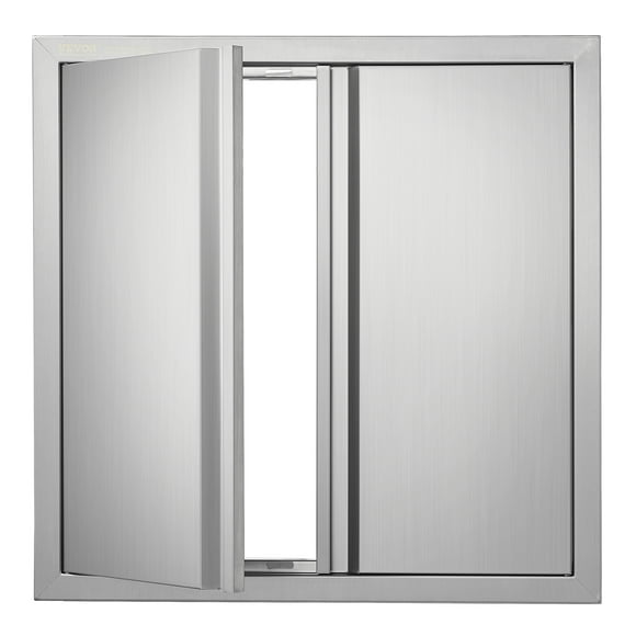 VEVOR BBQ Access Door, 24W x 24H Inch Double Outdoor Kitchen Door, Stainless Steel Flush Mount Door, Wall Vertical Door with Recessed Handles , for BBQ Island