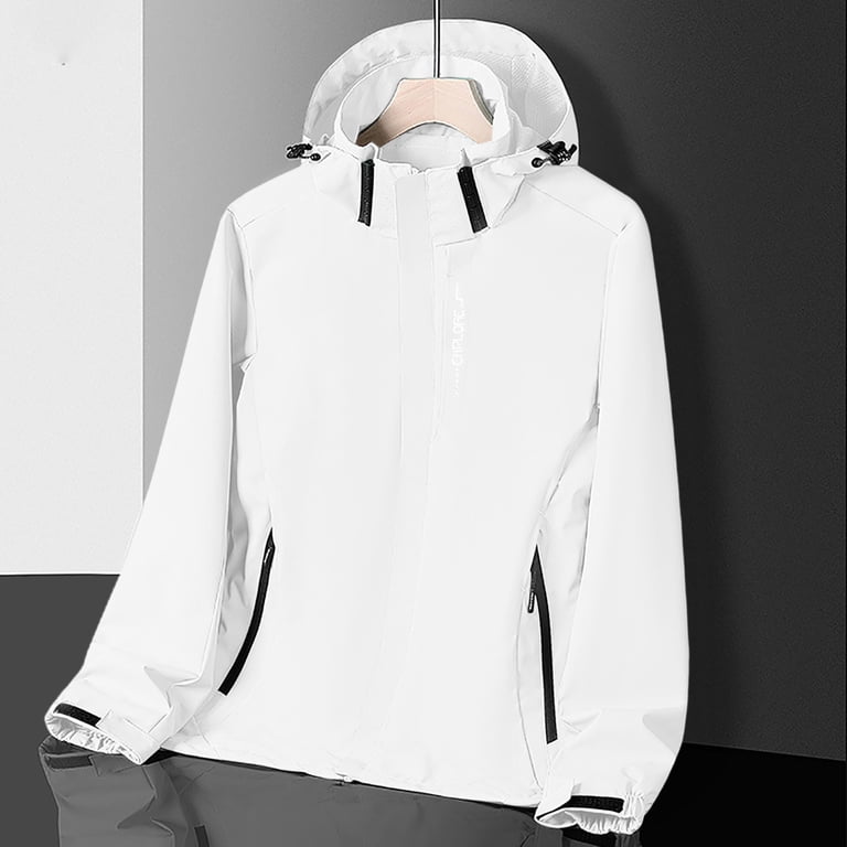 SZJXBUY Rain Jacket Women Packable Plus Size Zip Up Waterproof