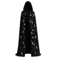 thumbnail image 3 of Women Velvet Long Hooded Cloak, Halloween Star Moon Print Front Tie Cape, Ladies Gothic Performance Cape XS-3XL, 3 of 5